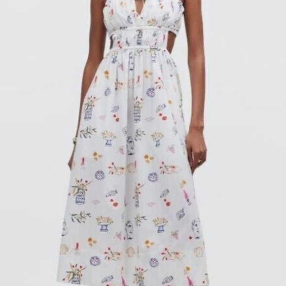 Madewell x Lisa says gah cutout midi dress Greek flower food dress NWT - Picture 3 of 4